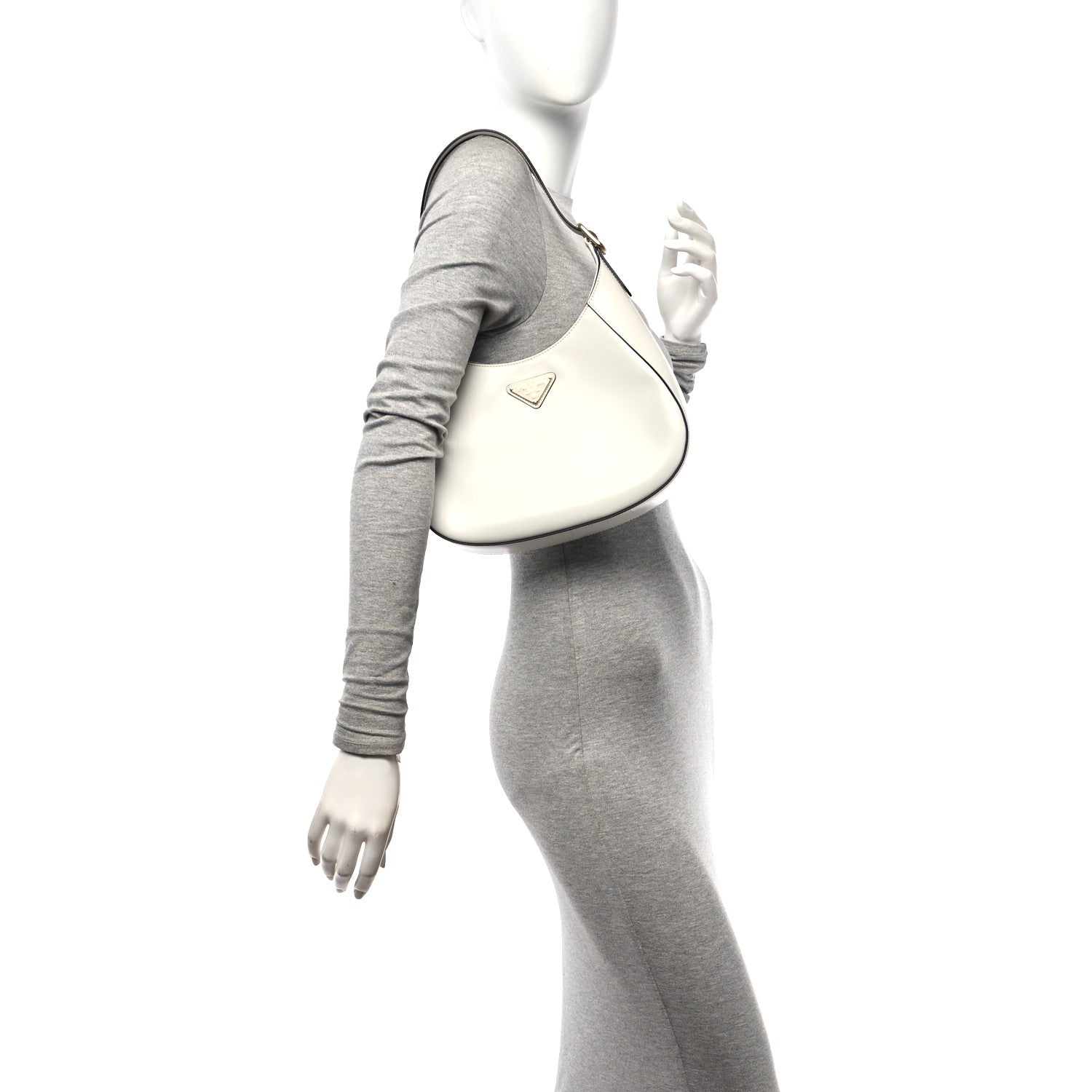 Prada Box Calfskin Shoulder Bag White Black 2 of 9