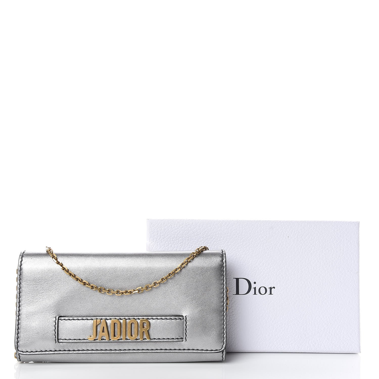 Christian Dior Metallic Calfskin J'adior Croisiere Chain Wallet Graphite 10 of 10