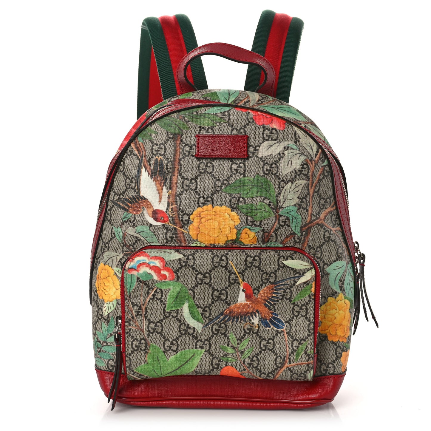 GG Supreme Monogram Tian Web Small Day Backpack Beige Multicolor Red