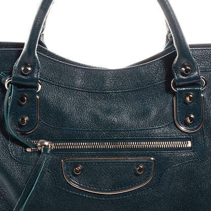 Balenciaga Shiny Goatskin Silver Metallic Edge Hardware City Bleu Paon 11 of 12