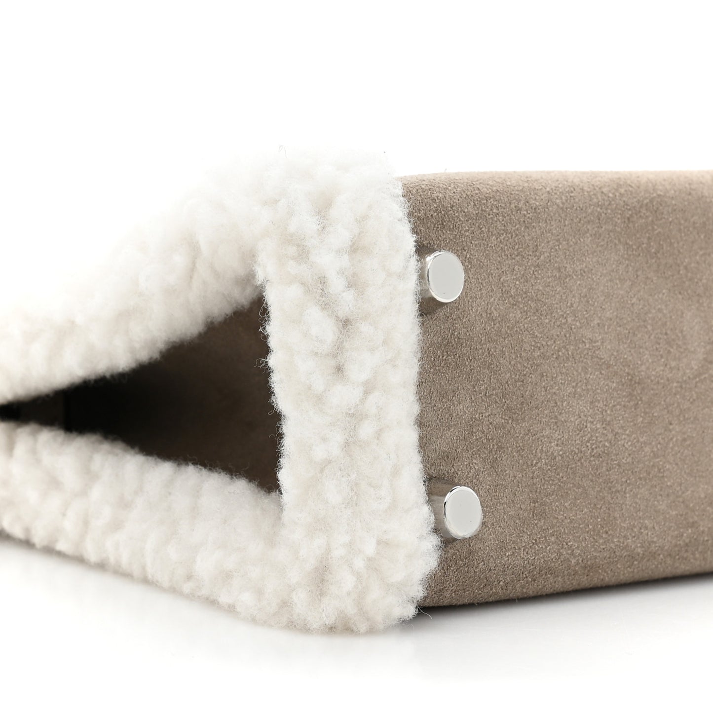 Veau Grizzly Mouton Shearling Swift Teddy Mini Kelly 20 Gris Caillou Ecru Etoupe