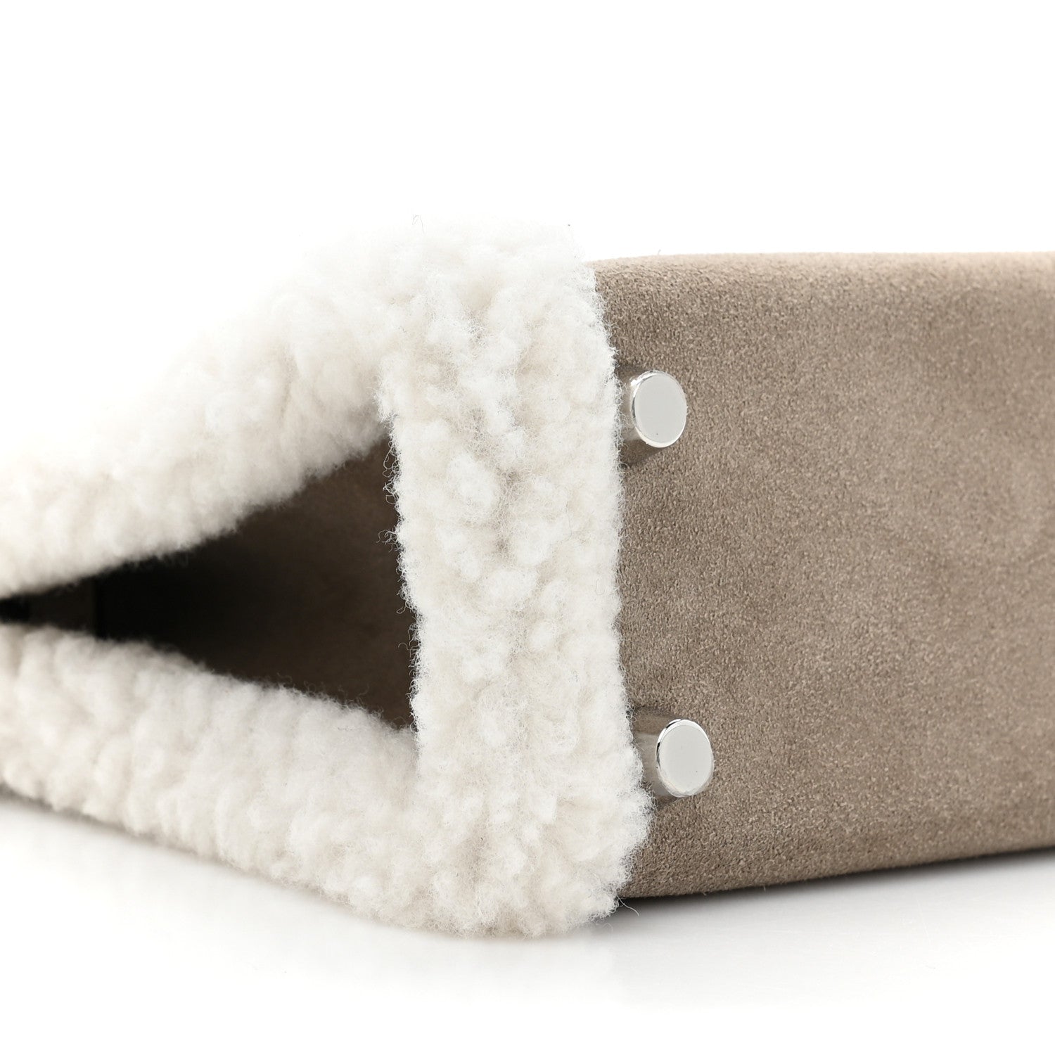 Hermes Veau Grizzly Mouton Shearling Swift Teddy Mini Kelly 20 Gris Caillou Ecru Etoupe 8 of 9