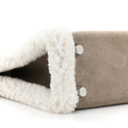 Hermes Veau Grizzly Mouton Shearling Swift Teddy Mini Kelly 20 Gris Caillou Ecru Etoupe 8 of 9