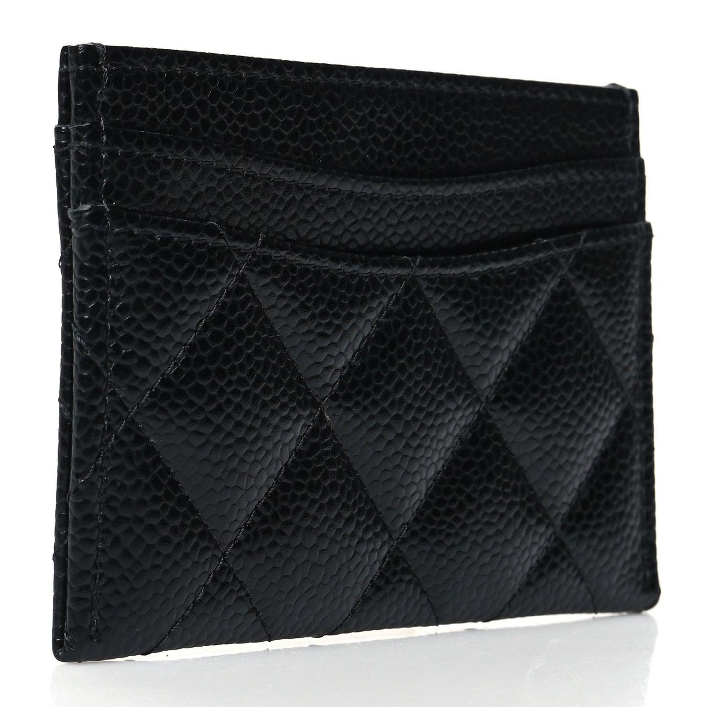 Caviar Quilted Card Holder Black