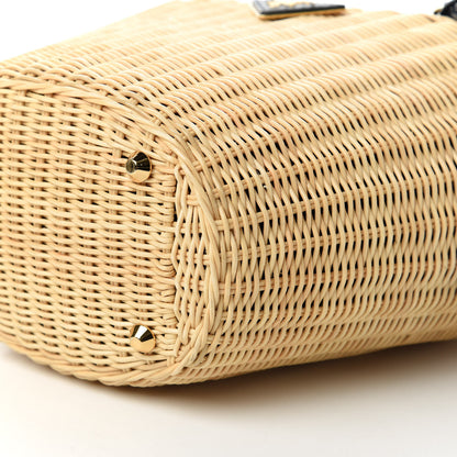 Prada Wicker Canvas Shoulder Bag Naturale Black 7 of 11