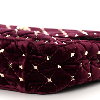 Valentino Garavani Velvet Medium Rockstud Spike Shoulder Bag Rubino 9 of 18