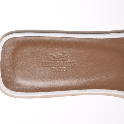 Hermes Ostrich Oran Sandals 39 White 5 of 7