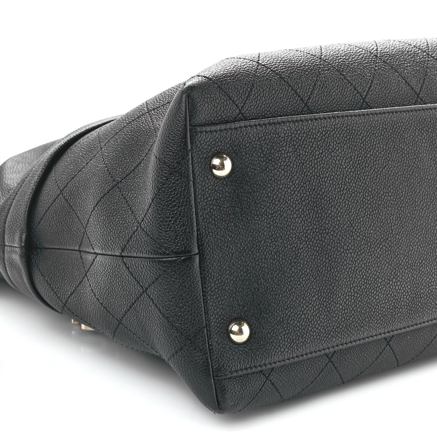 Crumpled Grained Calfskin Zip and Carry Shopping Tote Black