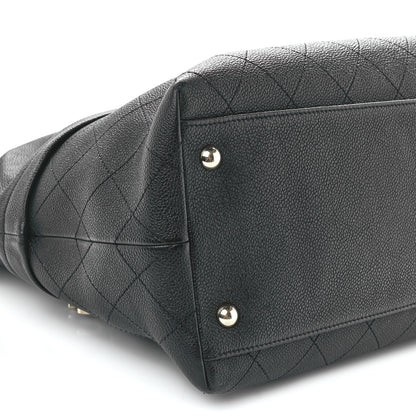 Chanel Crumpled Grained Calfskin Zip and Carry Shopping Tote Black 10 of 11