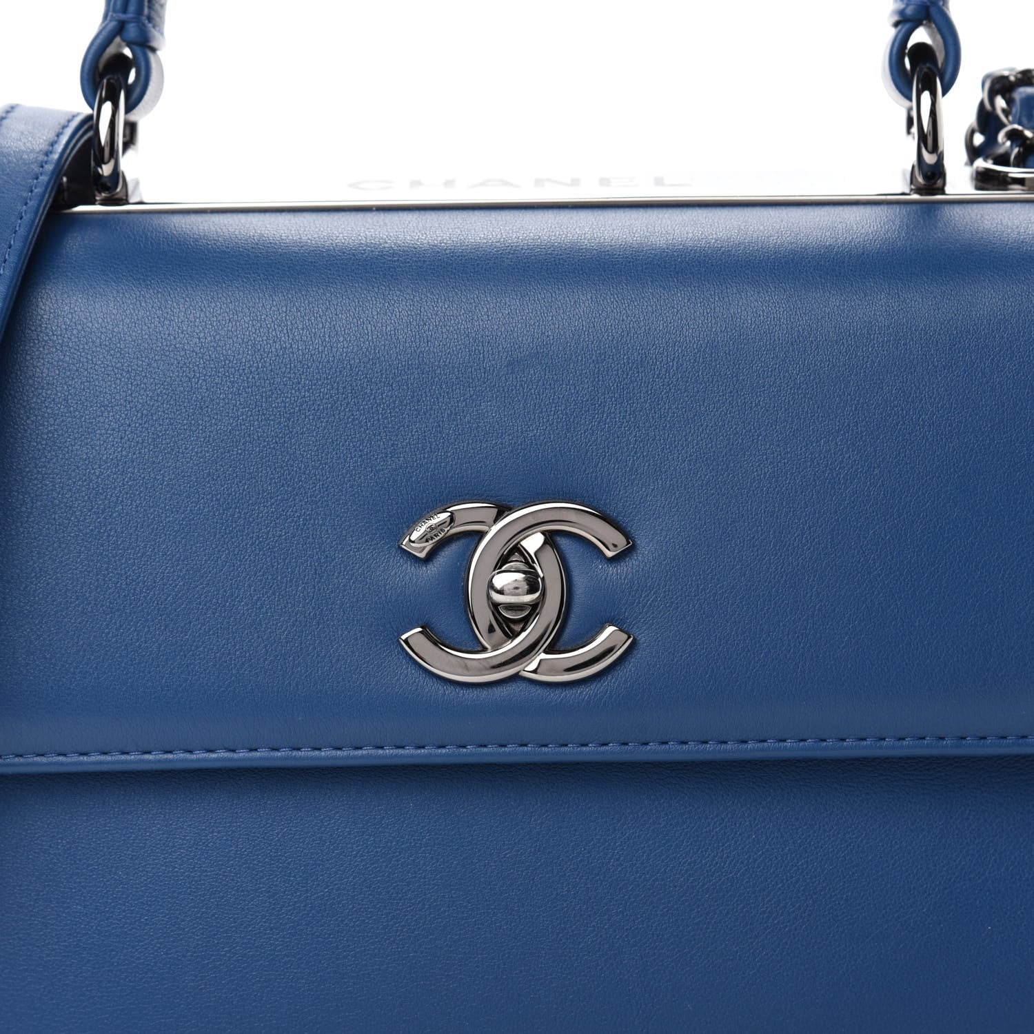 Chanel Calfskin Small Trendy CC Dual Handle Flap Bag Blue 14 of 14
