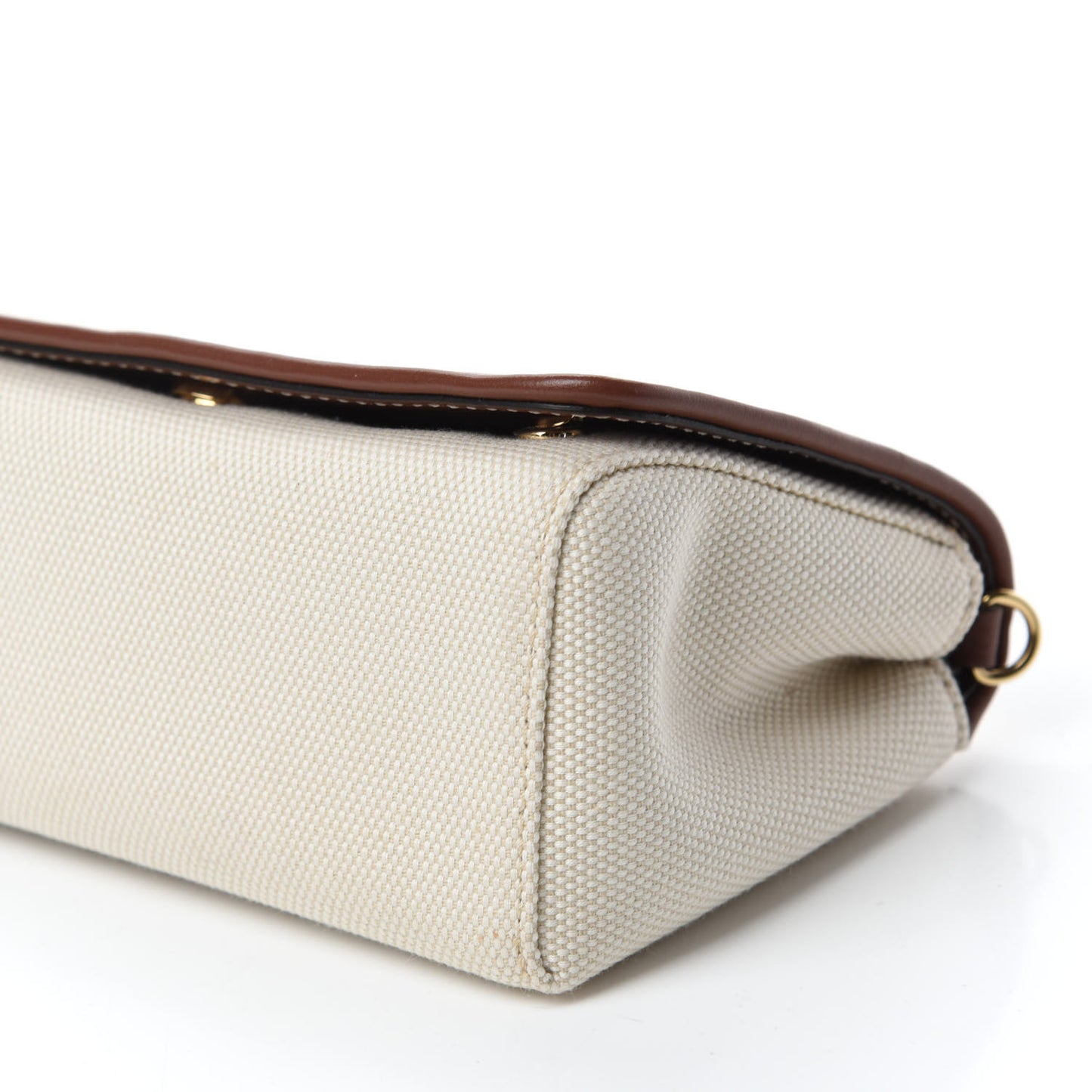 Cotton Canvas Horseferry Print Small Crossbody Bag White Tan