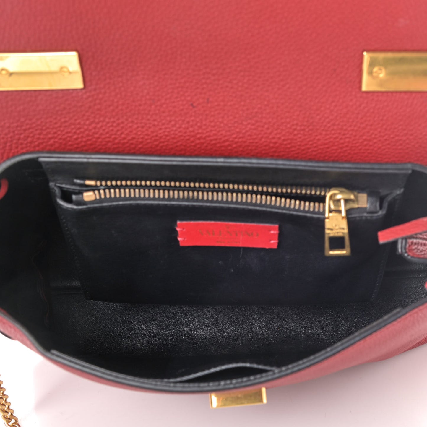 Calfskin Small VRing Chain Shoulder Bag Rosso Valentino