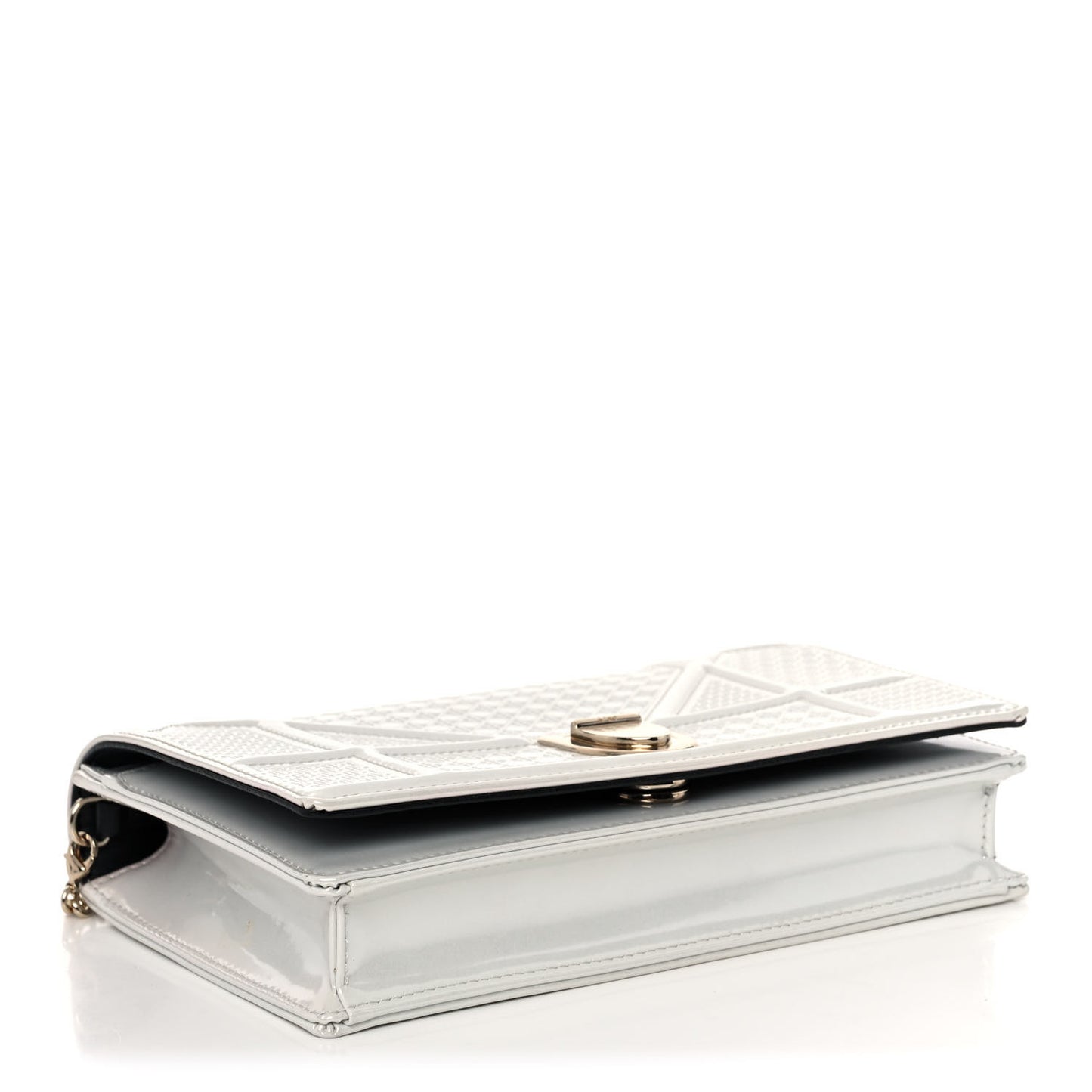 Patent Micro-Cannage Diorama Wallet on Chain Pouch White