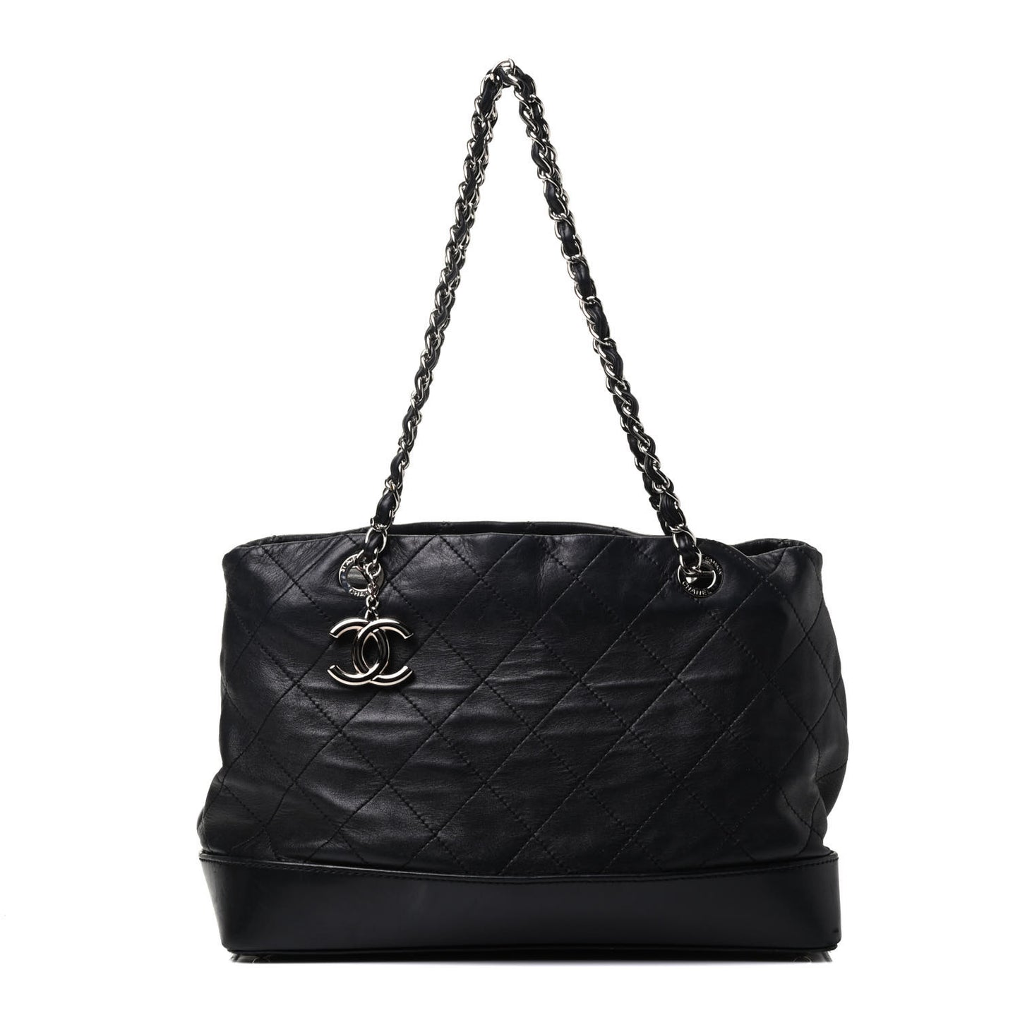 Calfskin Stitched Medium VIP Shopping Tote Black