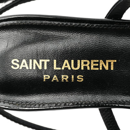 Saint Laurent Patent Calfskin Cassandra Monogram Sandals 37 Black 7 of 10