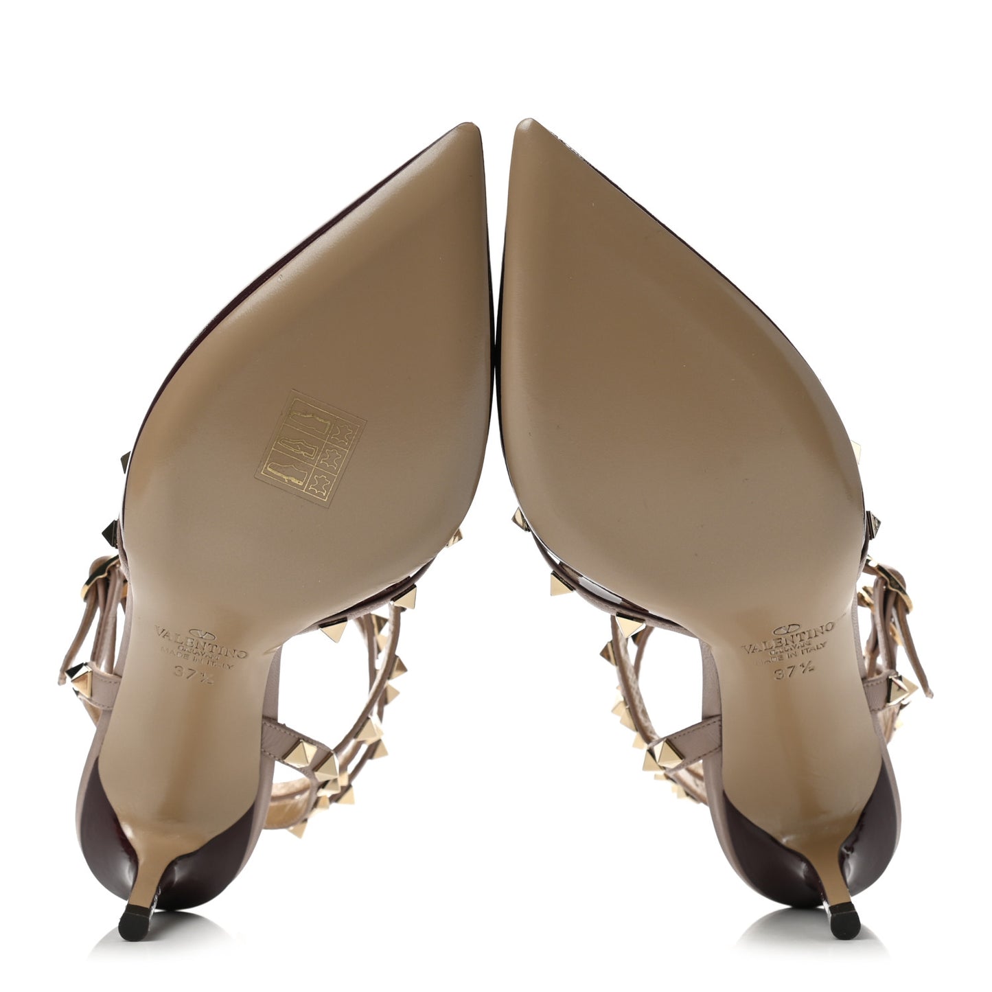 Patent Nappa Rockstud Ankle Strap 65mm Pumps 37 Rubin Poudre