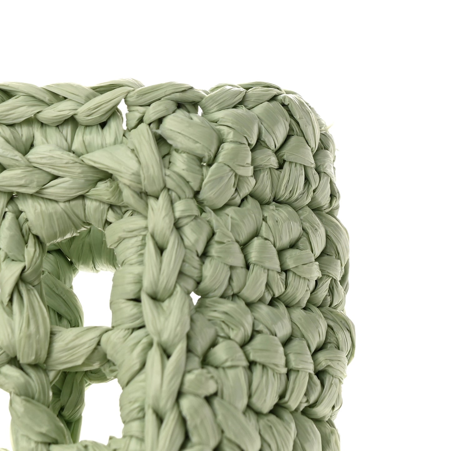 Yarn Raffia Effect Crochet Logo Embroidered Tote Bag Acqua