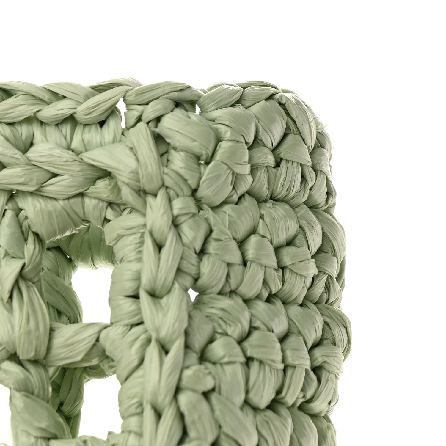 Prada Yarn Raffia Effect Crochet Logo Embroidered Tote Bag Acqua 10 of 10