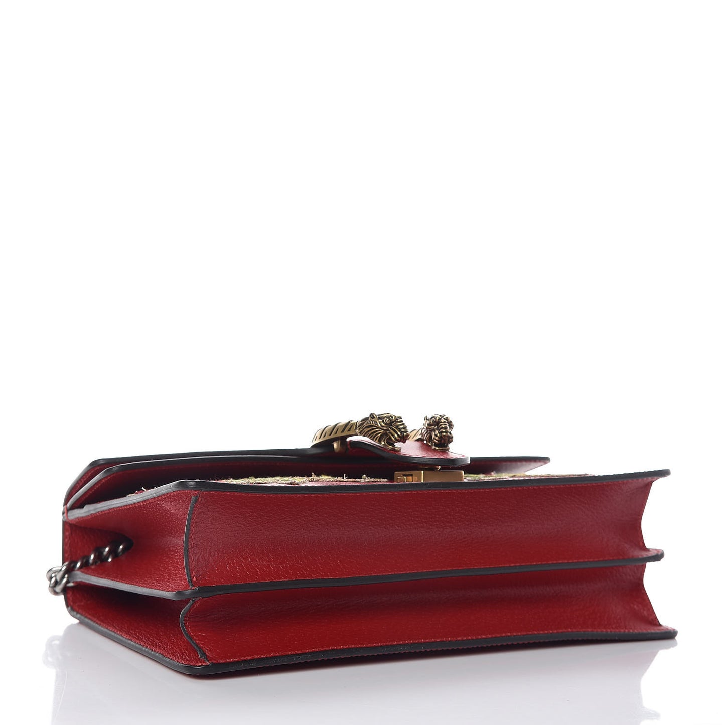 Calfskin Web Floral Embroidered Small Dionysus Shoulder Bag Hibiscus Red