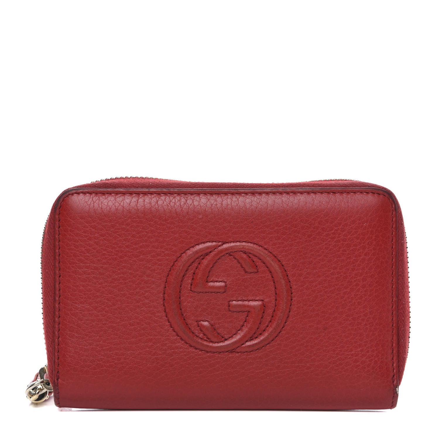 Gucci Pebbled Calfskin Medium Soho Zip Around Wallet Red 1 of 14