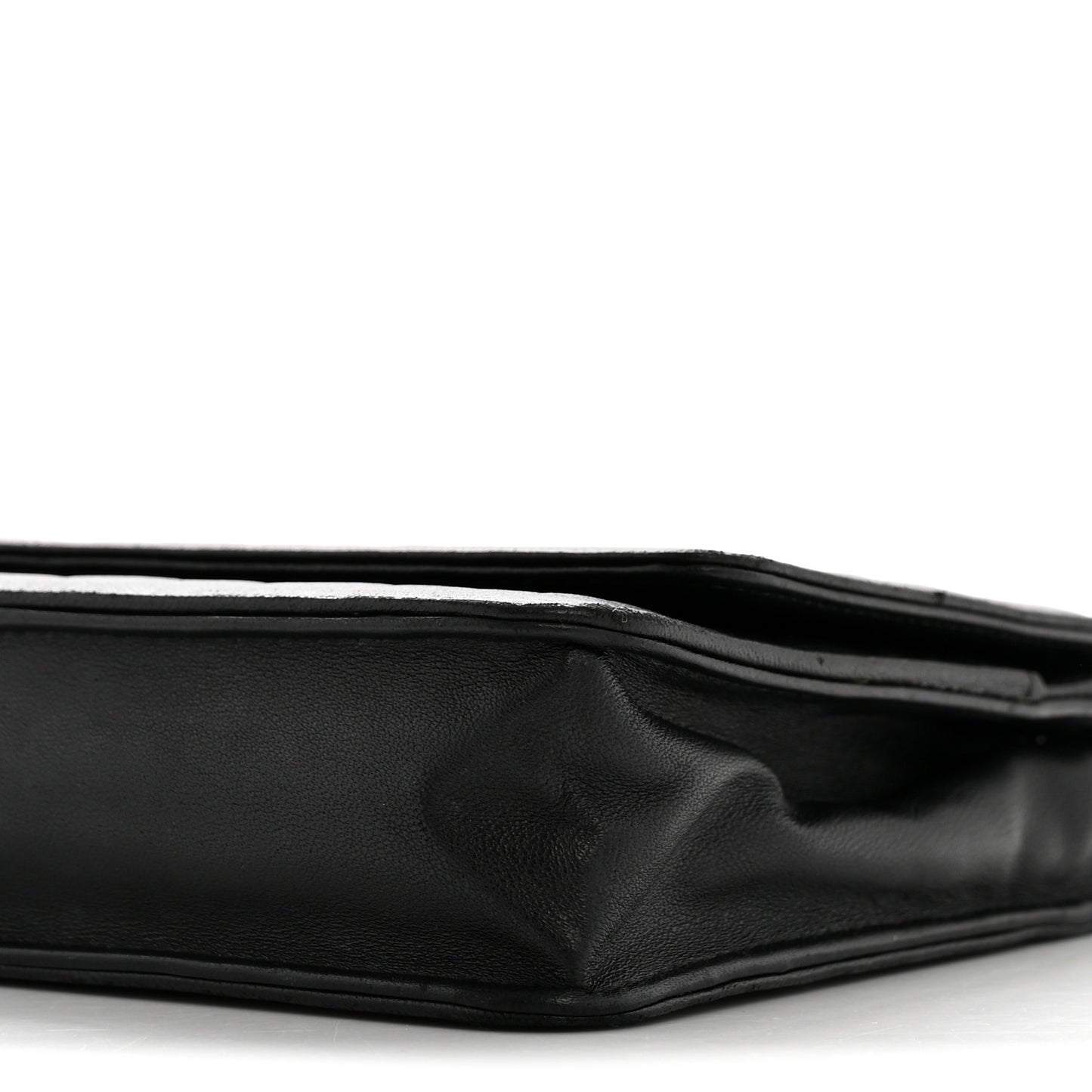 Lambskin Camellia Embossed Wallet On Chain WOC Black