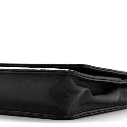 Chanel Lambskin Camellia Embossed Wallet On Chain WOC Black 11 of 14