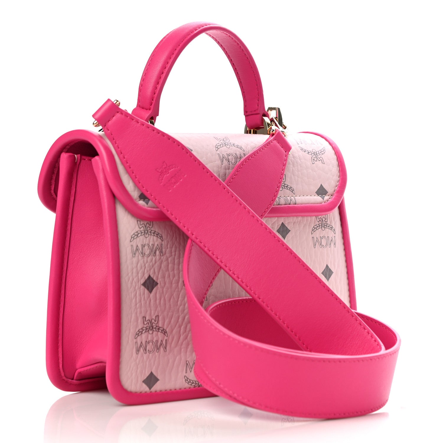 MCM Visetos Small Patricia Satchel Pink 3 of 9