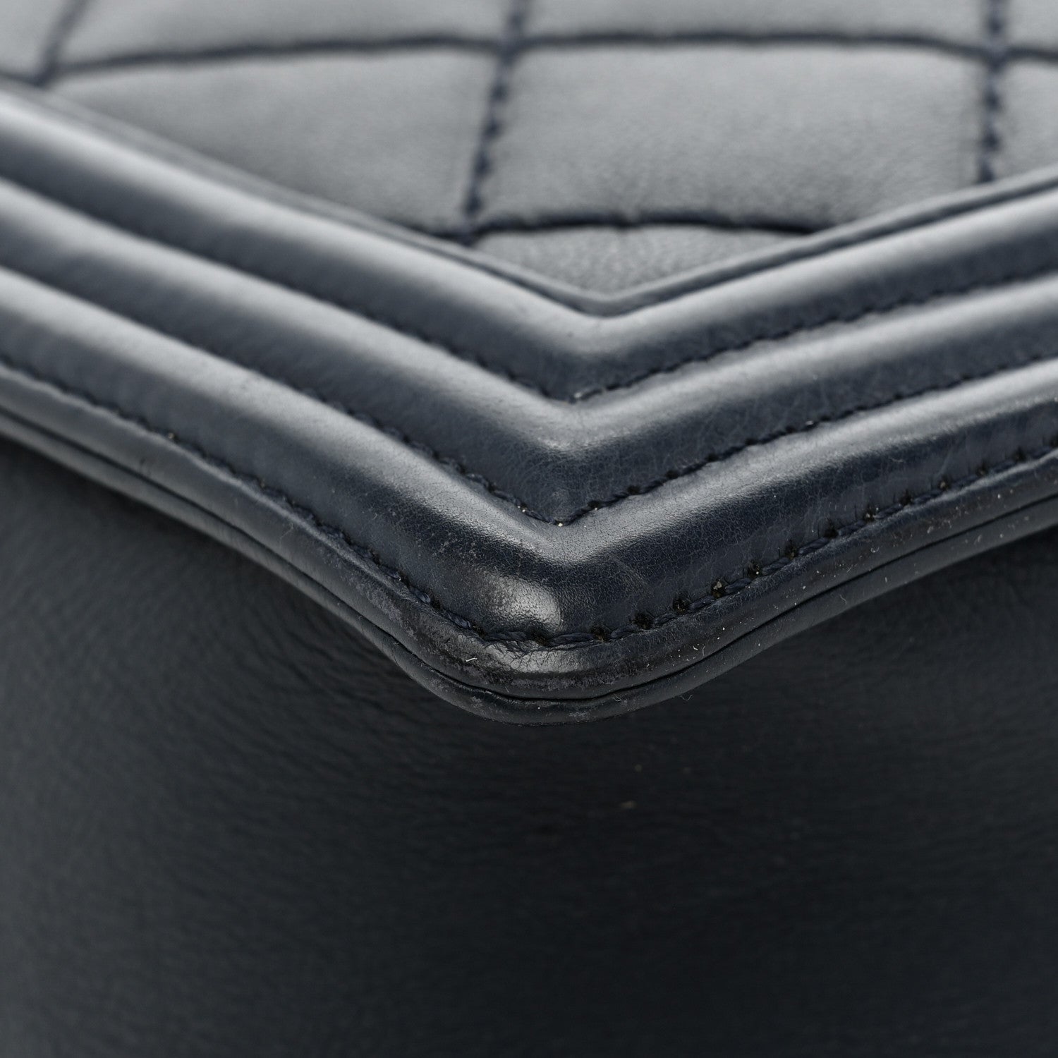 Chanel Calfskin Double Stitch Large Boy Flap Navy Blue 16 of 19