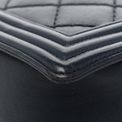 Chanel Calfskin Double Stitch Large Boy Flap Navy Blue 16 of 19