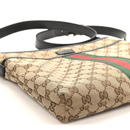 Gucci GG Monogram Web Flat Messenger Bag Black 9 of 10