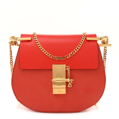 Chloe Grained Calfskin Lambskin Mini Drew Shoulder Bag Coral Pop 1 of 11