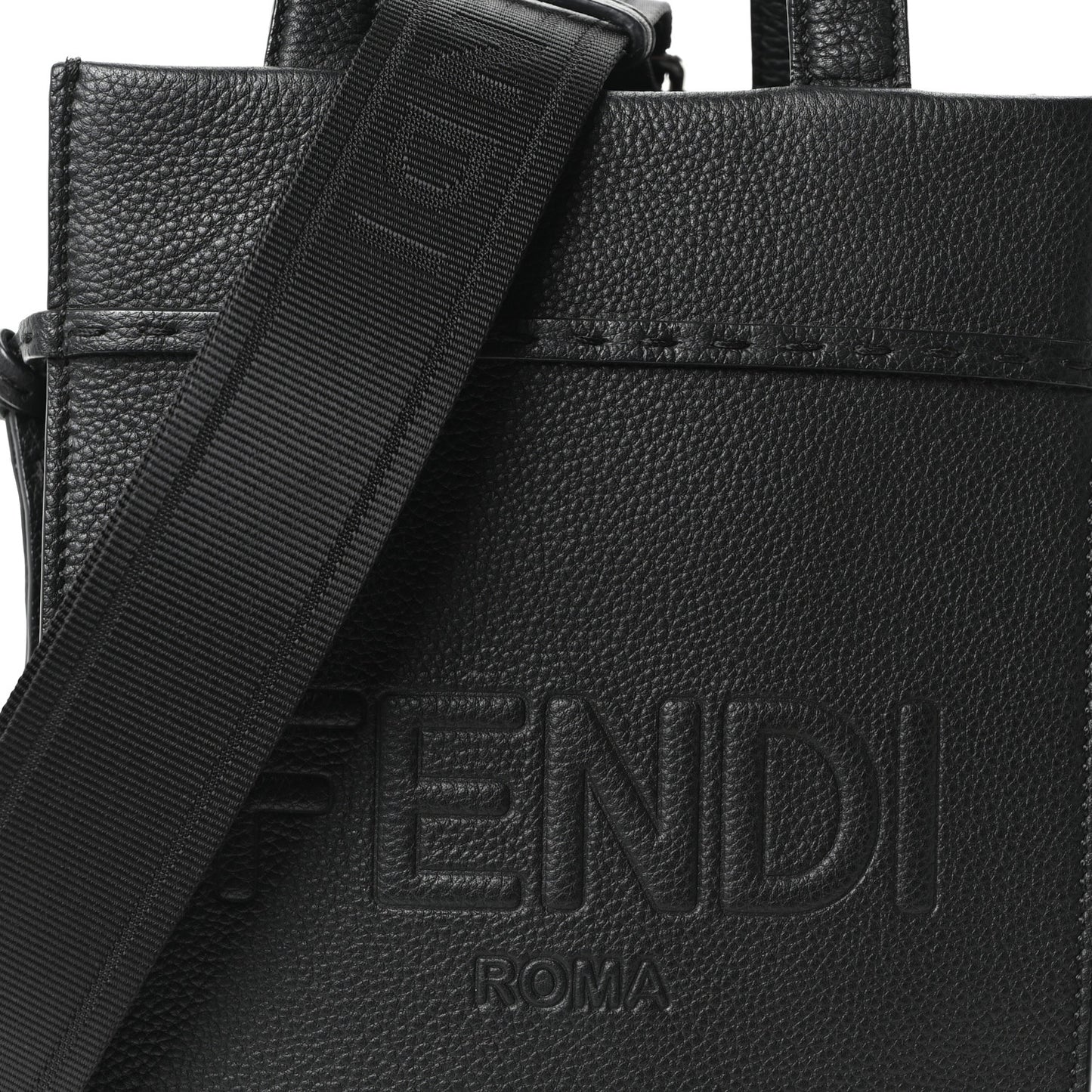 Vitello Cher Logo Embossed Mini Go To Shopper Tote Black
