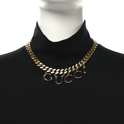 Gucci Metal Script Logo Interlocking Chain Necklace Gold 2 of 4