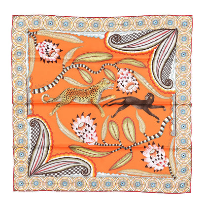 Hermes Silk Savana Dance Scarf 70 Orange Vert Jaune 1 of 4