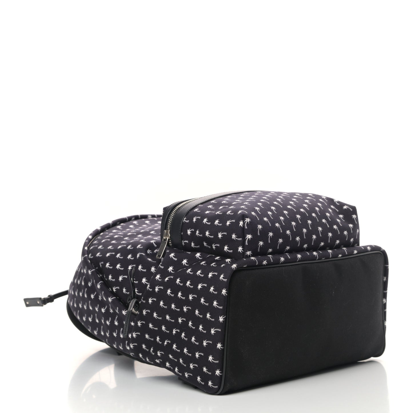 Canvas Palm Tree Print City Backpack Black White