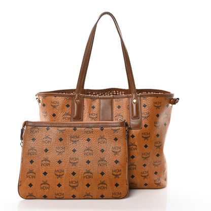 MCM Visetos Medium Liz Reversible Shopper Tote Cognac 3 of 12