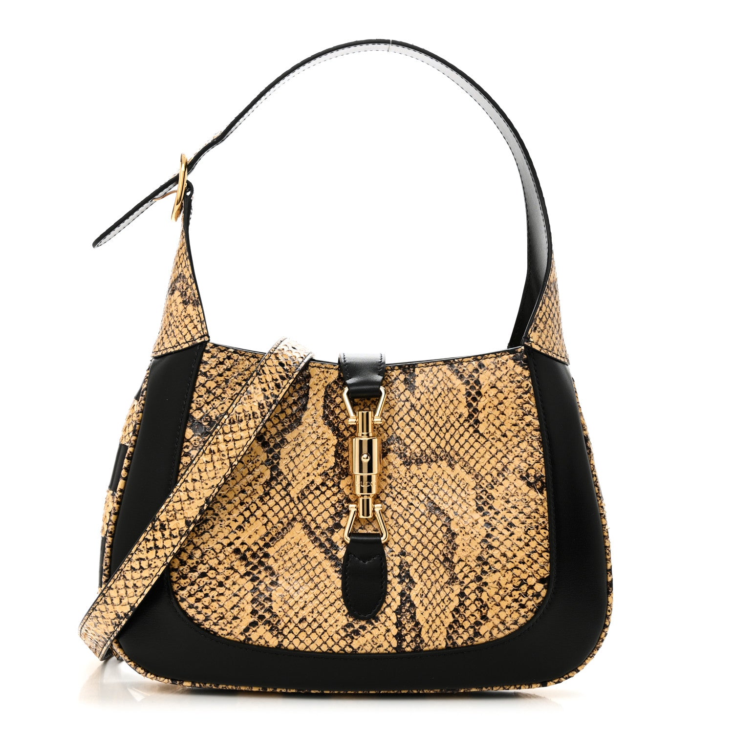 Gucci Snakeskin Calfskin Small Jackie 1961 Hobo Beige Black 1 of 10