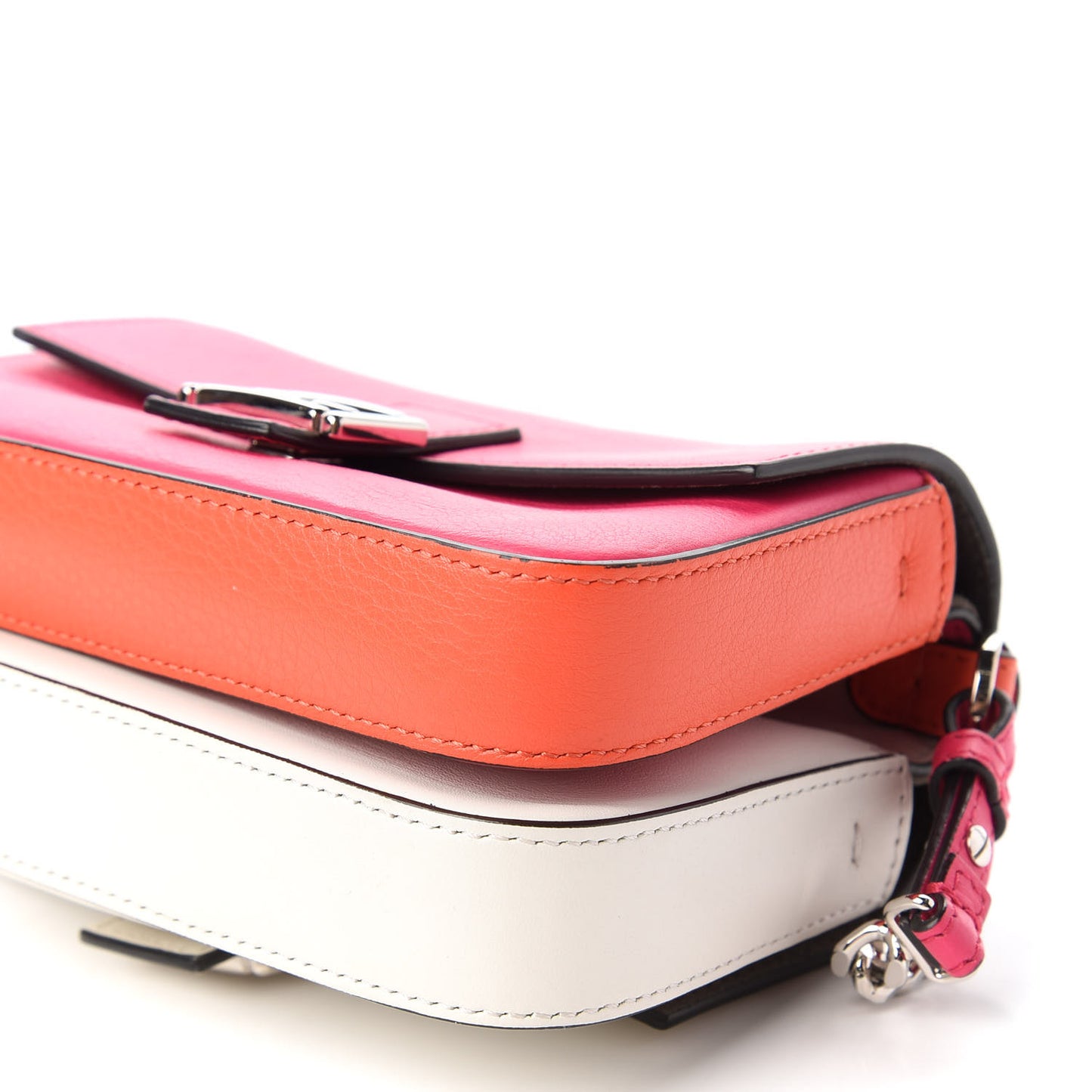 Vitello Dolce Nappa Flowerland Tri-Color Micro Double Baguette Fuxia White Ice Papavero