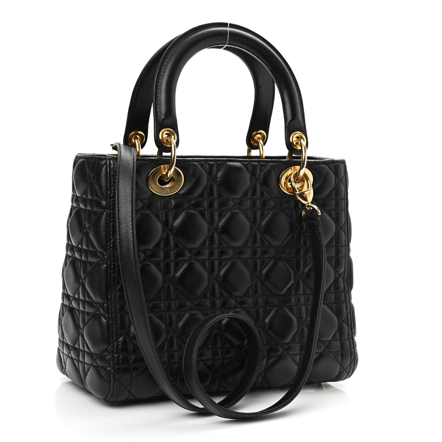 Christian Dior Lambskin Cannage Medium Lady Dior Black 3 of 11