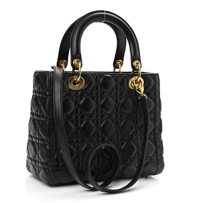 Christian Dior Lambskin Cannage Medium Lady Dior Black 3 of 11