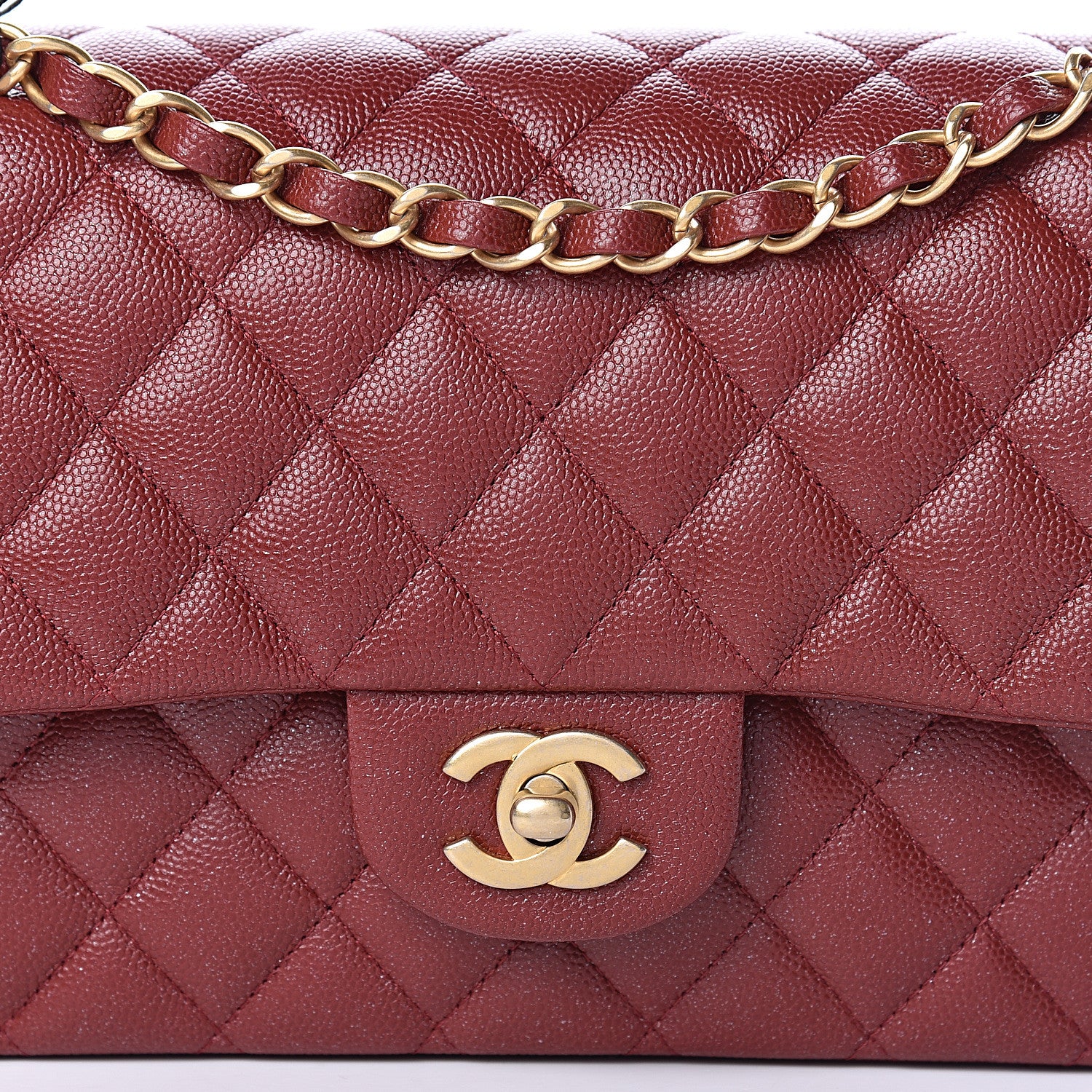 Chanel Iridescent Caviar Quilted Medium Double Flap Burgundy 10 of 10