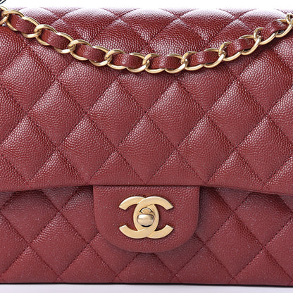 Chanel Iridescent Caviar Quilted Medium Double Flap Burgundy 10 of 10