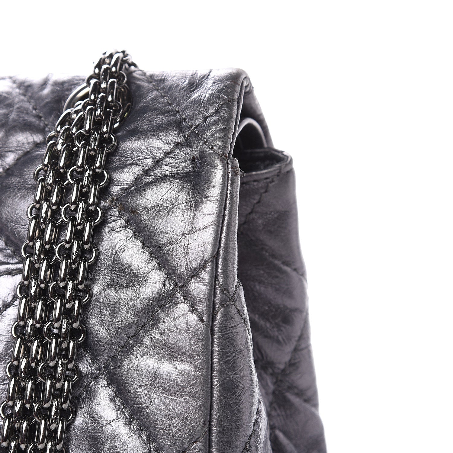 Chanel Metallic Aged Calfskin Quilted 2.55 Reissue 227 Flap Dark Silver 13 of 20