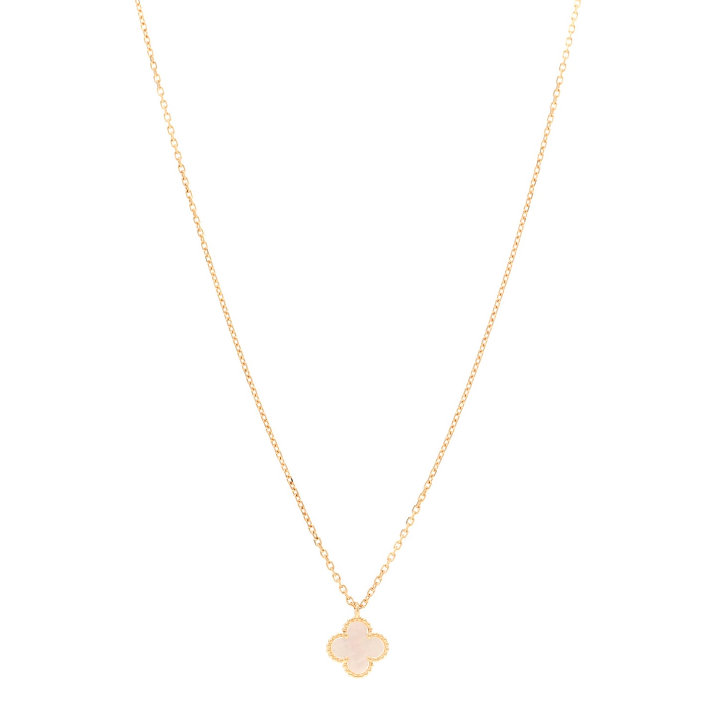 VAN CLEEF & ARPELS 18K Yellow Gold Mother of Pearl Sweet Alhambra Pendant Necklace