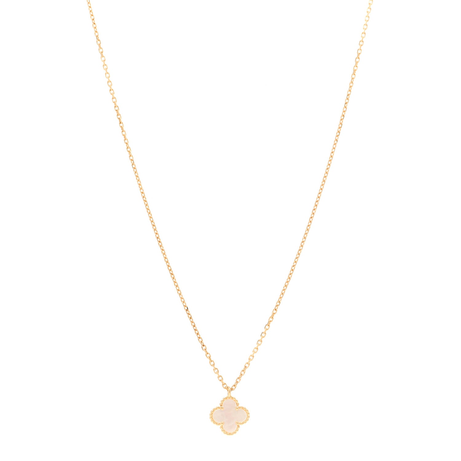 Van Cleef & Arpels VAN CLEEF & ARPELS 18K Yellow Gold Mother of Pearl Sweet Alhambra Pendant Necklace 1 of 6