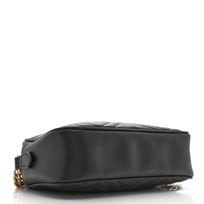 Gucci Calfskin Matelasse Small GG Marmont Chain Shoulder Bag Black 4 of 12