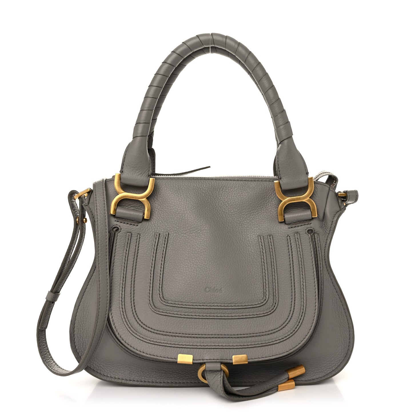 Calfskin Small Marcie Satchel Cashmere Grey