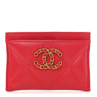 Chanel Lambskin Quilted Chanel 19 Card Holder Red 1 of 10