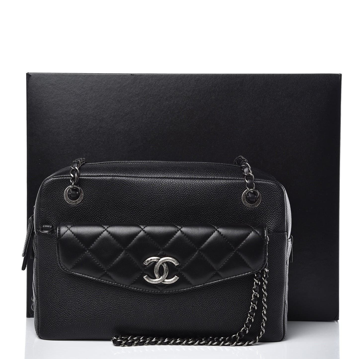 Caviar Lambskin Quilted Coco Break Camera Case Black