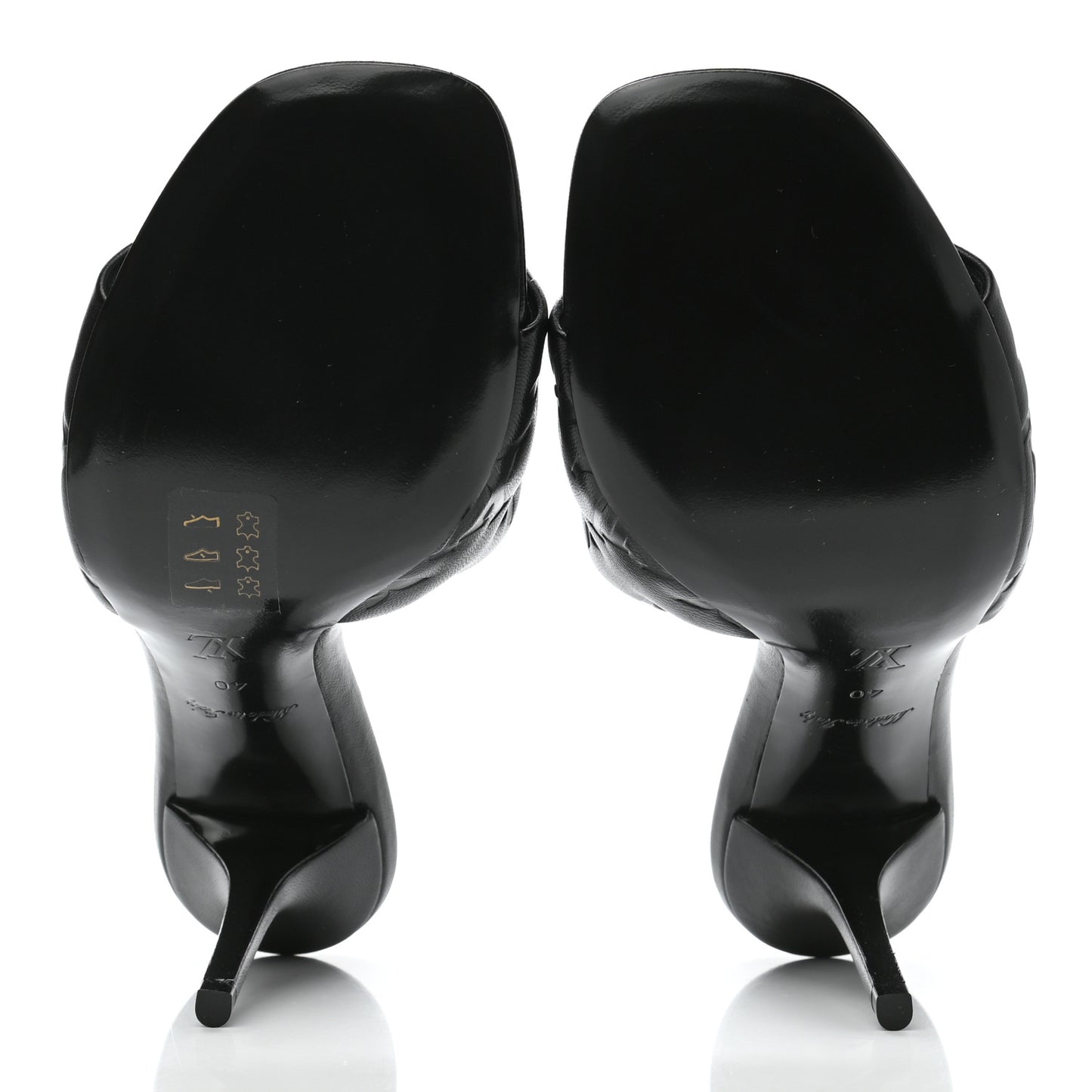 Lambskin Embossed Monogram Revival High Heel Mules 40 Black